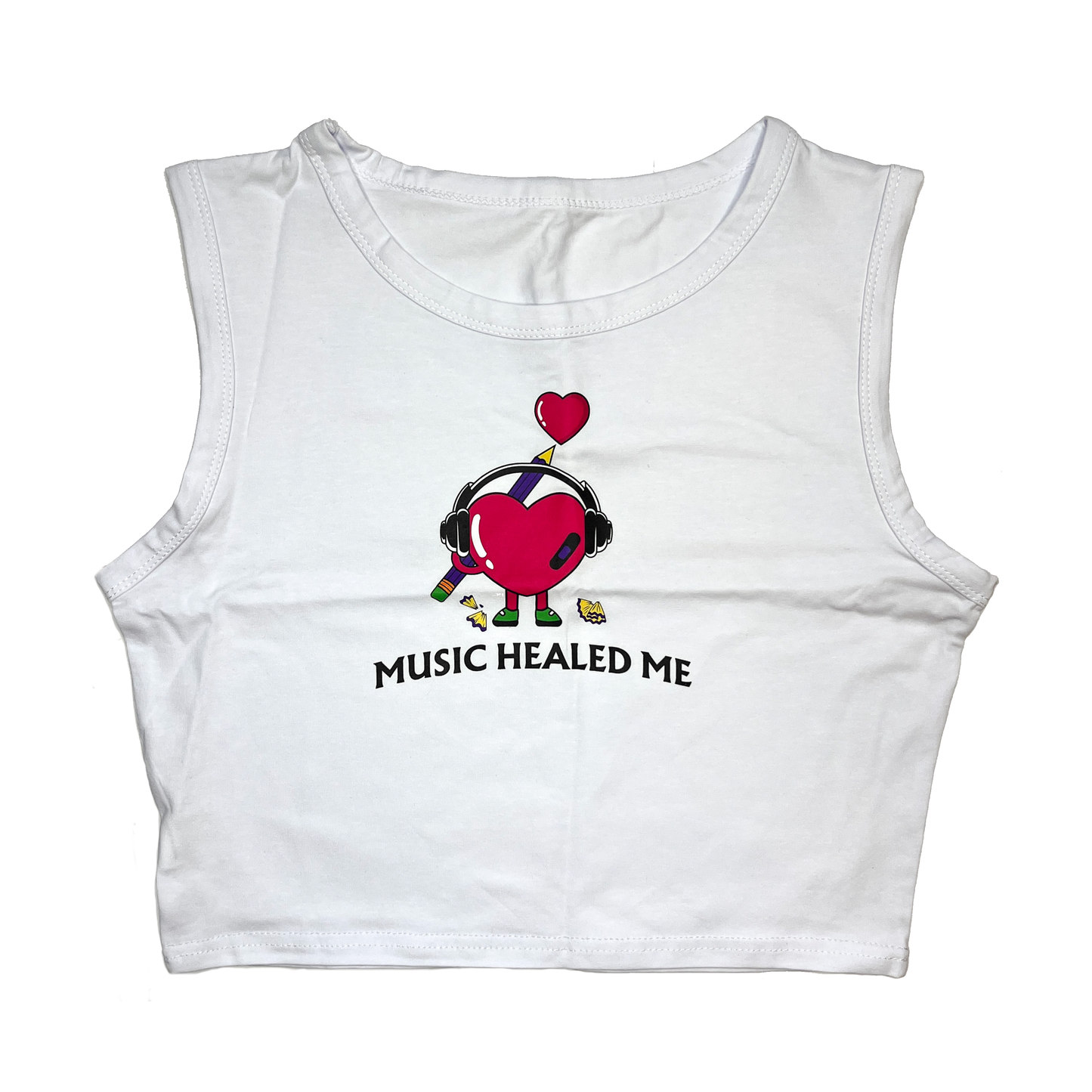 White Music Healed Me Crop Top